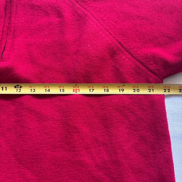 Lord & Taylor Red Merino Wool Quarter Zip Sweater L Classic Minimalist - Picture 6 of 7